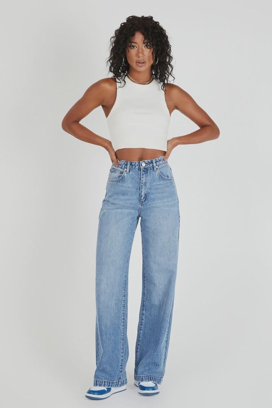 Women ABrand Jeans | A 94 High & Wide-Juliette Organic Vintage Blue