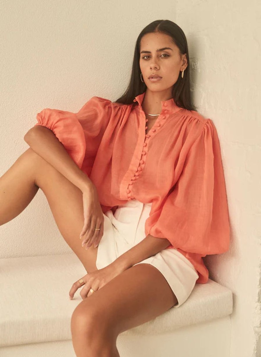 Women Esmaeé Shirts And Blouses | Esmaee Palms Blouse-Blood Orange