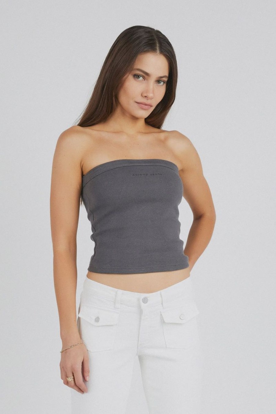 Women ABrand Tops | Abrand Heather Long Line Bandeau-Dark Slate