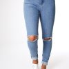 Women ABrand Jeans | A High Skinny Ankle Basher-Heather Rip