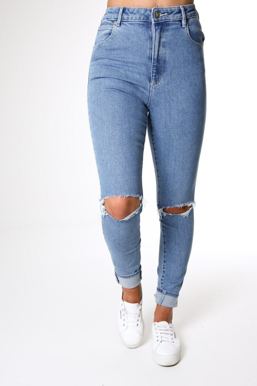 Women ABrand Jeans | A High Skinny Ankle Basher-Heather Rip