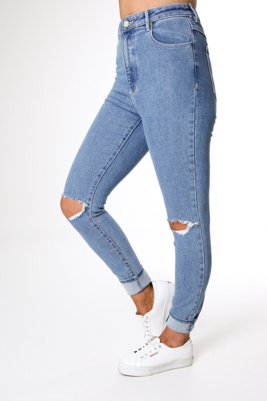 Women ABrand Jeans | A High Skinny Ankle Basher-Heather Rip