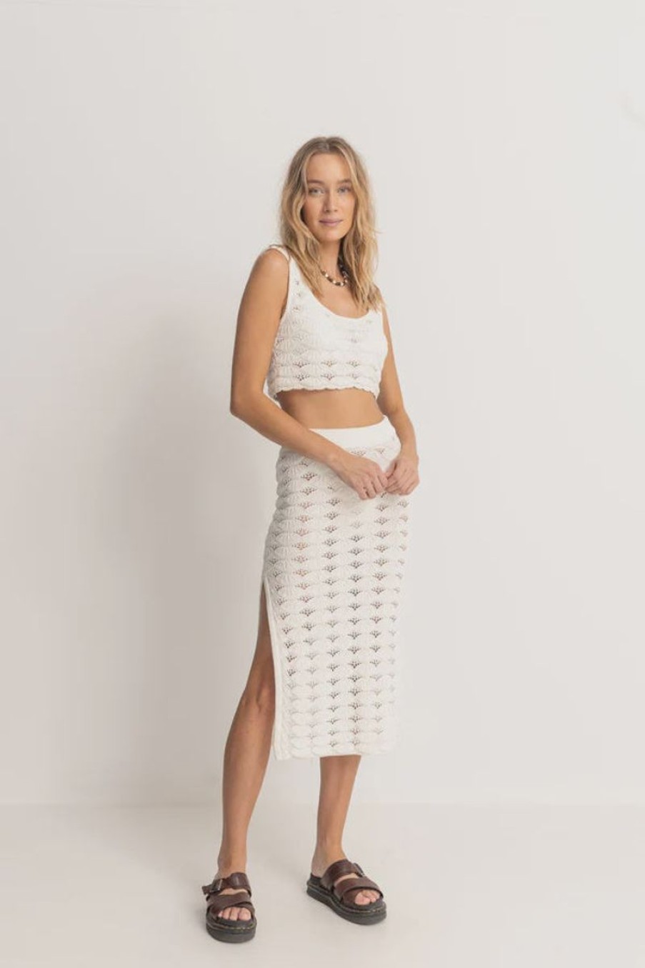 Women Rhythm Skirts | Rhythm Evermore Knit Midi Skirt-Cream