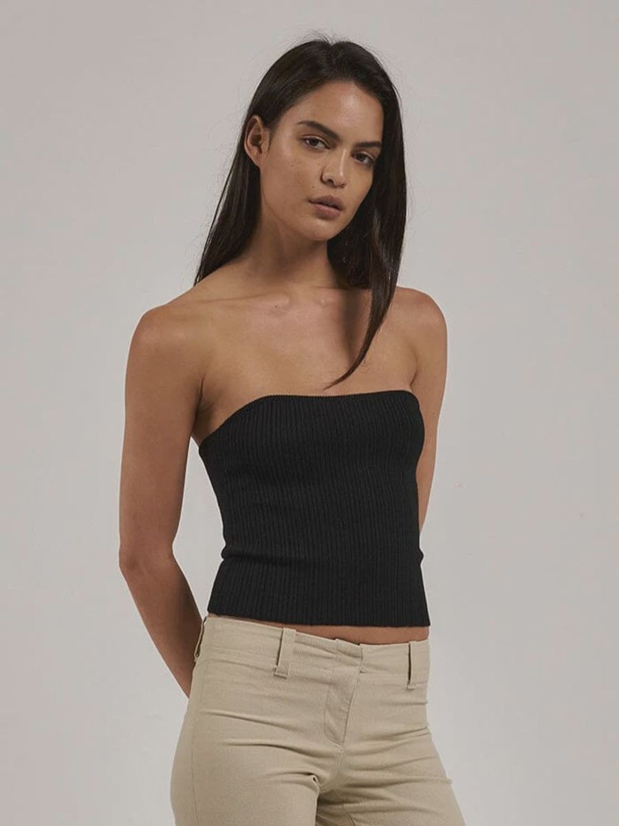 Women THRILLS Tops | Thrills Nisha Knit Tube Top-Black