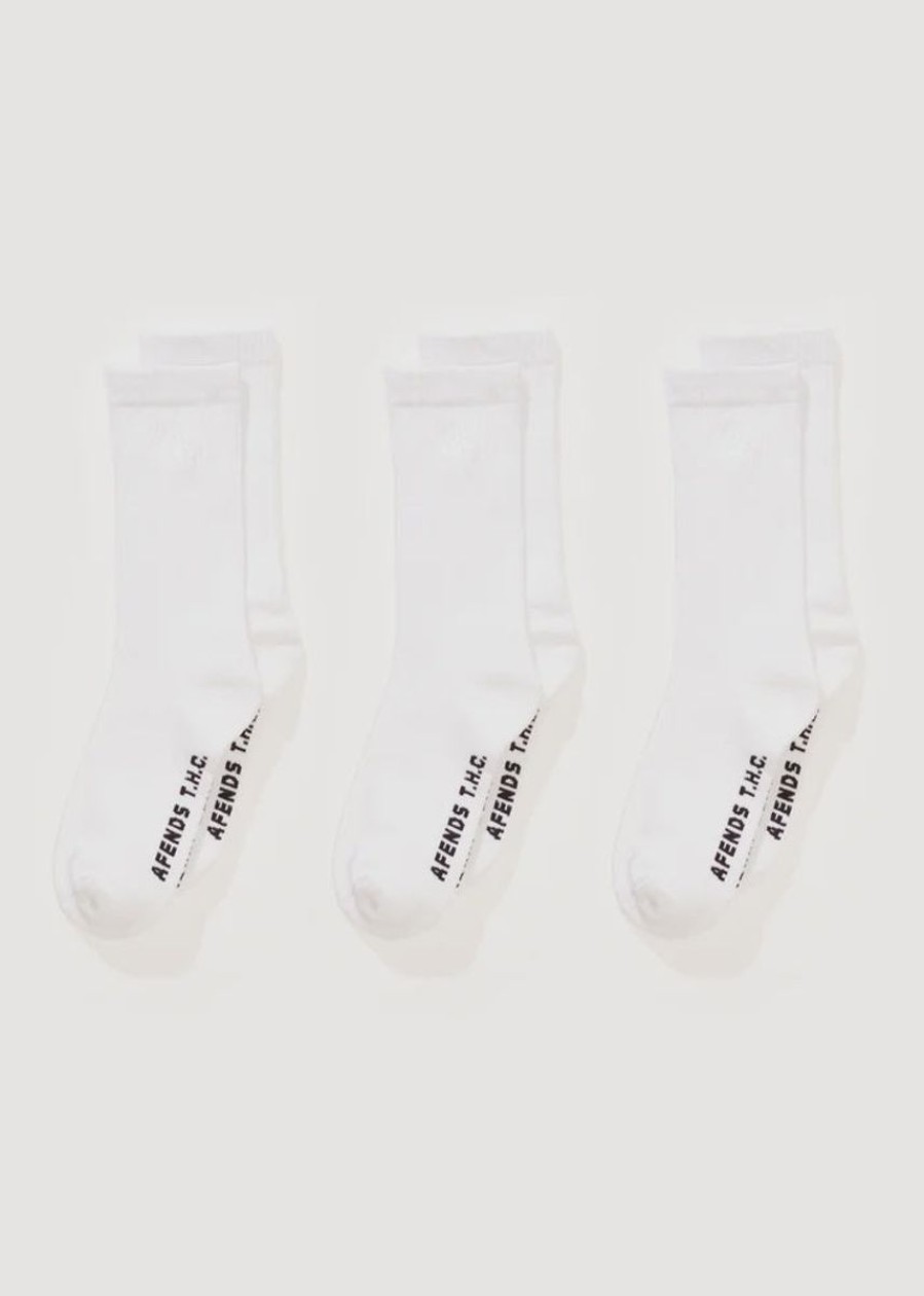 Women Afends Socks | Afends Flame Socks Three Pack-White