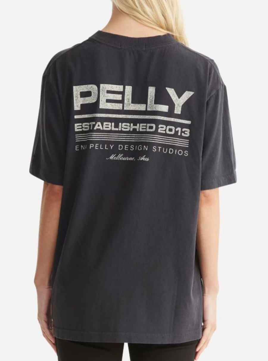 Women Ena Pelly Tees | Ena Pelly Luna Oversized Tee Classic Logo-Vintage Black