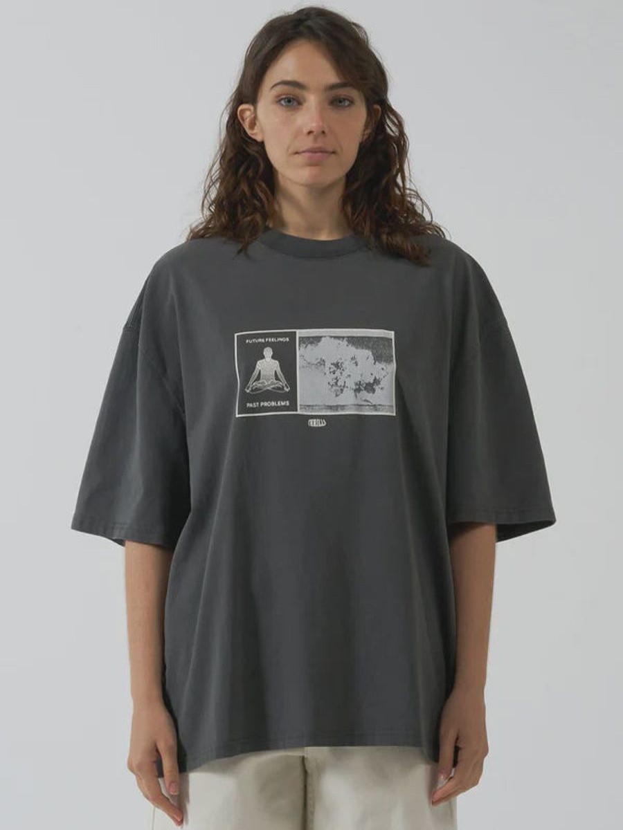 Women THRILLS Tees | Thrills Perceptive Reality Oversized Tee- Merch Black