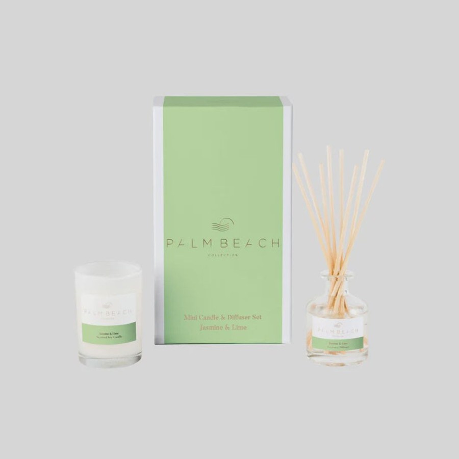 Lifestyle Palm Beach | 90G Mini Candle And 50Ml Fragrance Diffuser Gift Pack-Jasmine & Lime