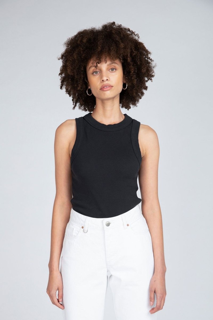 Women Neuw Denim Tops | Neuw Denim Jonesy Singlet-Black