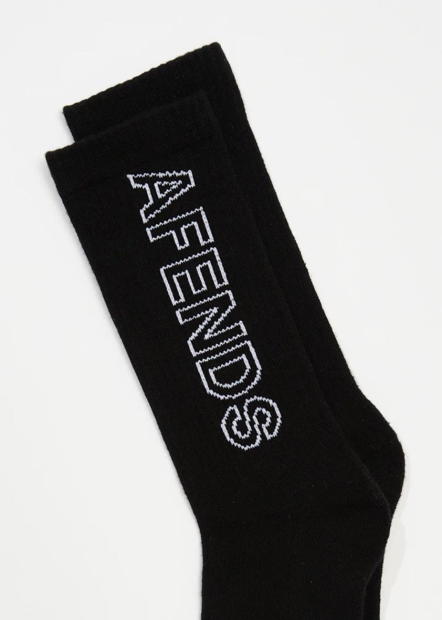 Women Afends Socks | Outline Recycled Crew Socks One Pack-Black