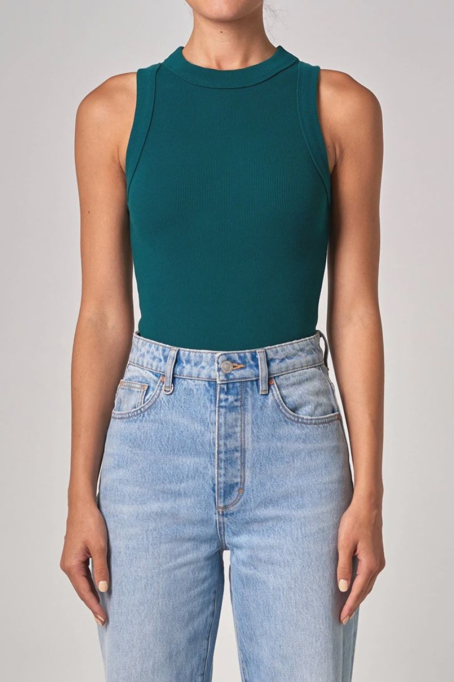 Women Neuw Denim Tops | Neuw Denim Jonesy Singlet-Deep Jade