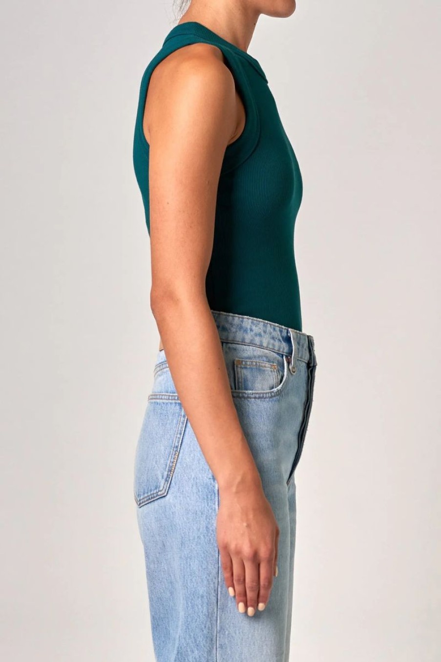 Women Neuw Denim Tops | Neuw Denim Jonesy Singlet-Deep Jade