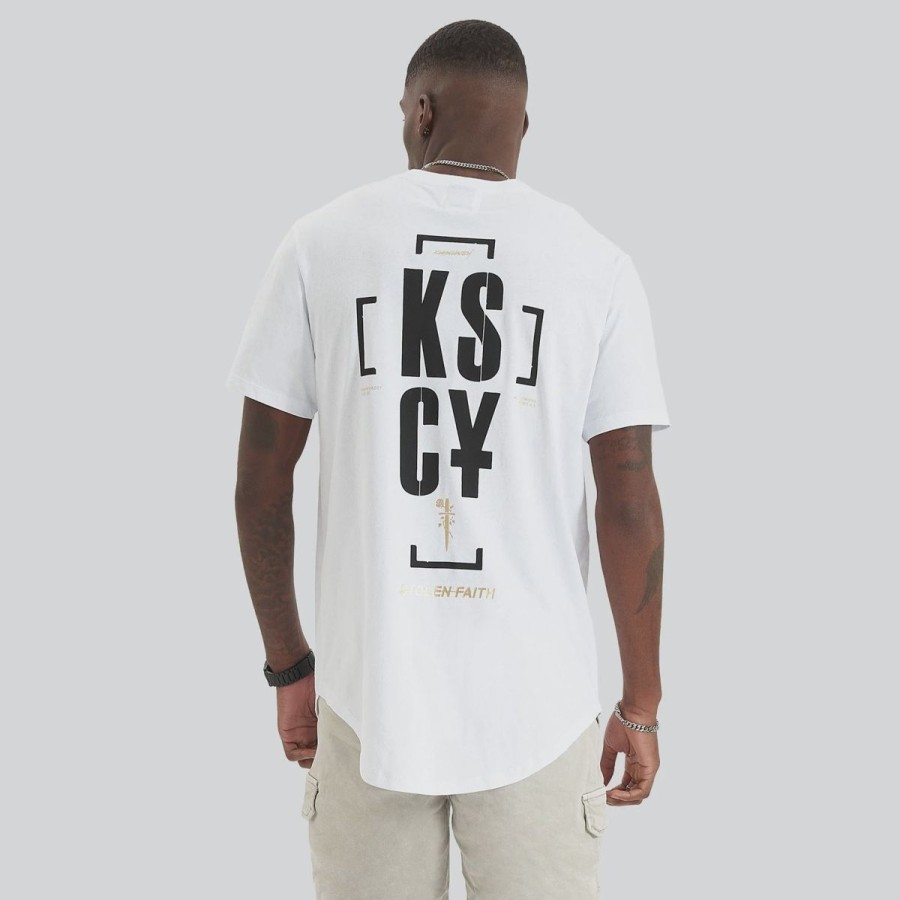 Men Kiss Chacey Tees | Kiss Chacey Fetching Souls Dual Curved Tee- Optical White