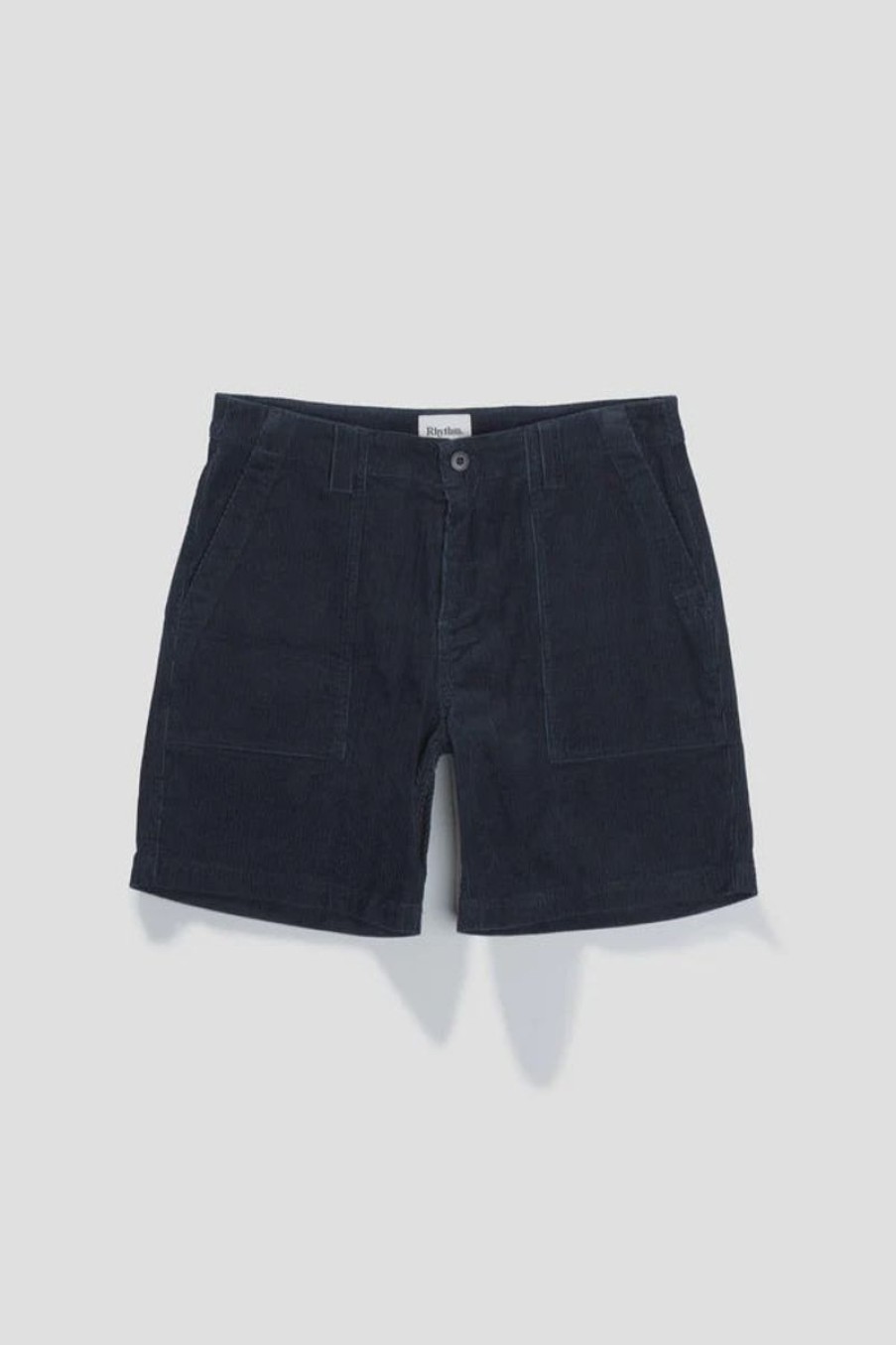 Men Rhythm Shorts | Rhythm Worn Path Cord Short- Dark Navy