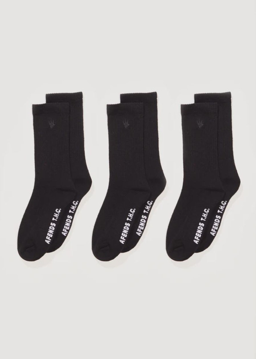 Women Afends Socks | Afends Flame Socks Three Pack-Black