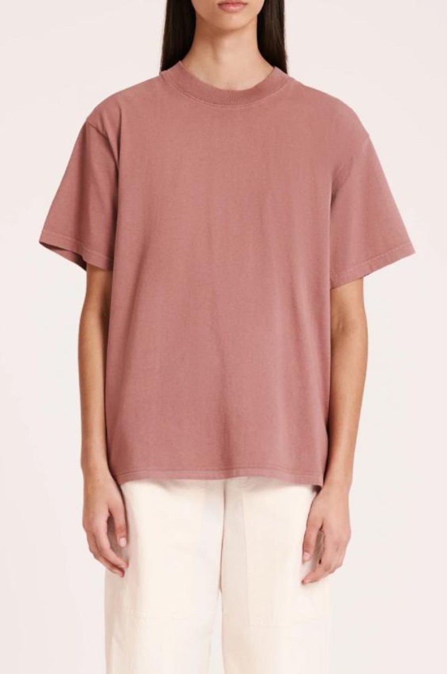 Women Nude Lucy Tees | Nude Lucy Organic Boyfriend Tee-Russet