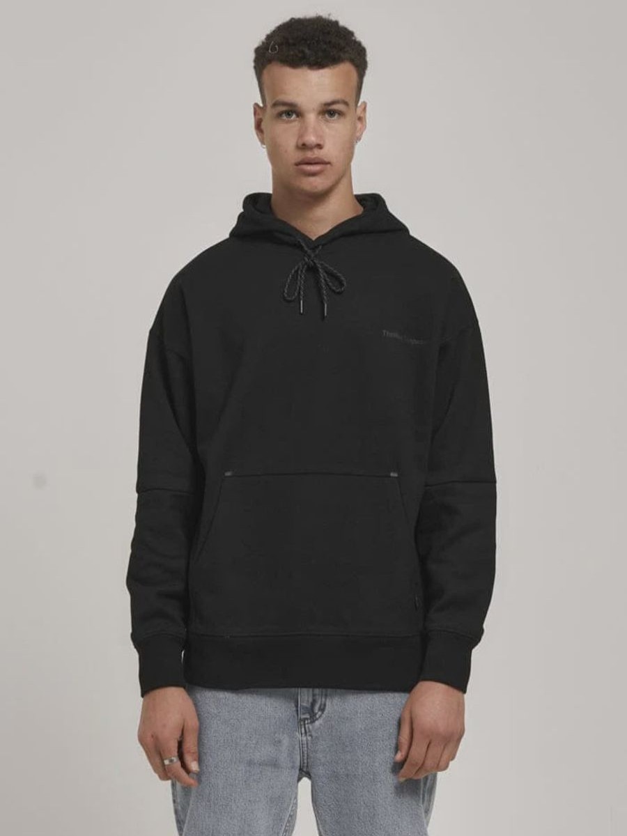 Men THRILLS Jumpers | Thrills Underground Slouch Pull On Hood-Black