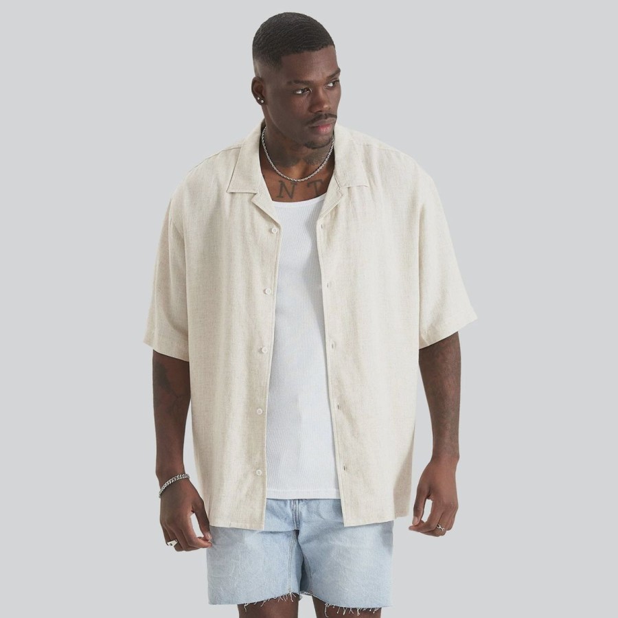 Men Kiss Chacey Shirts | Kiss Chacey Positano Oversized Resort Shirt- Pigment Oatmeal