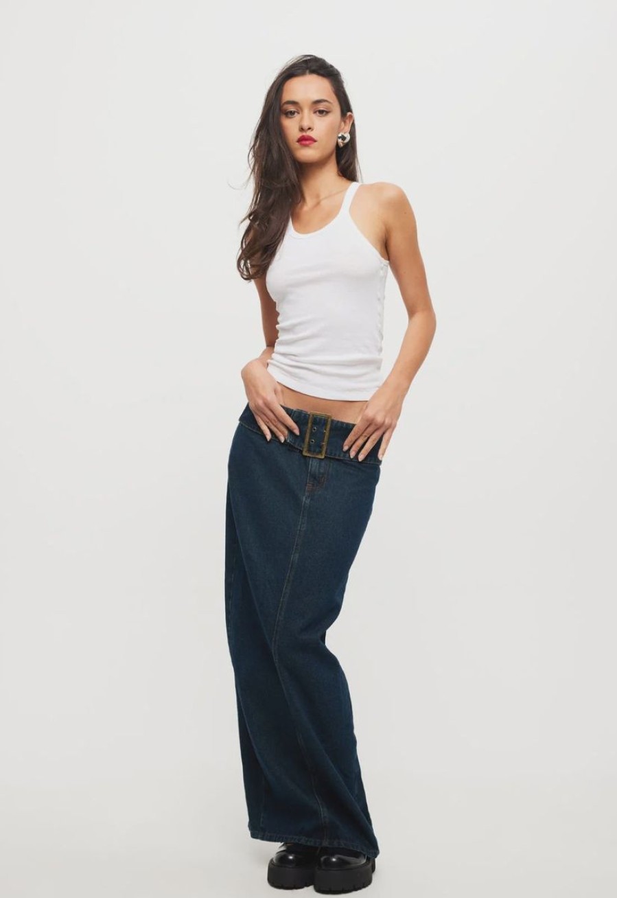 Women Lioness Denim Skirts | Lioness Uma Denim Midi-Denim Blue