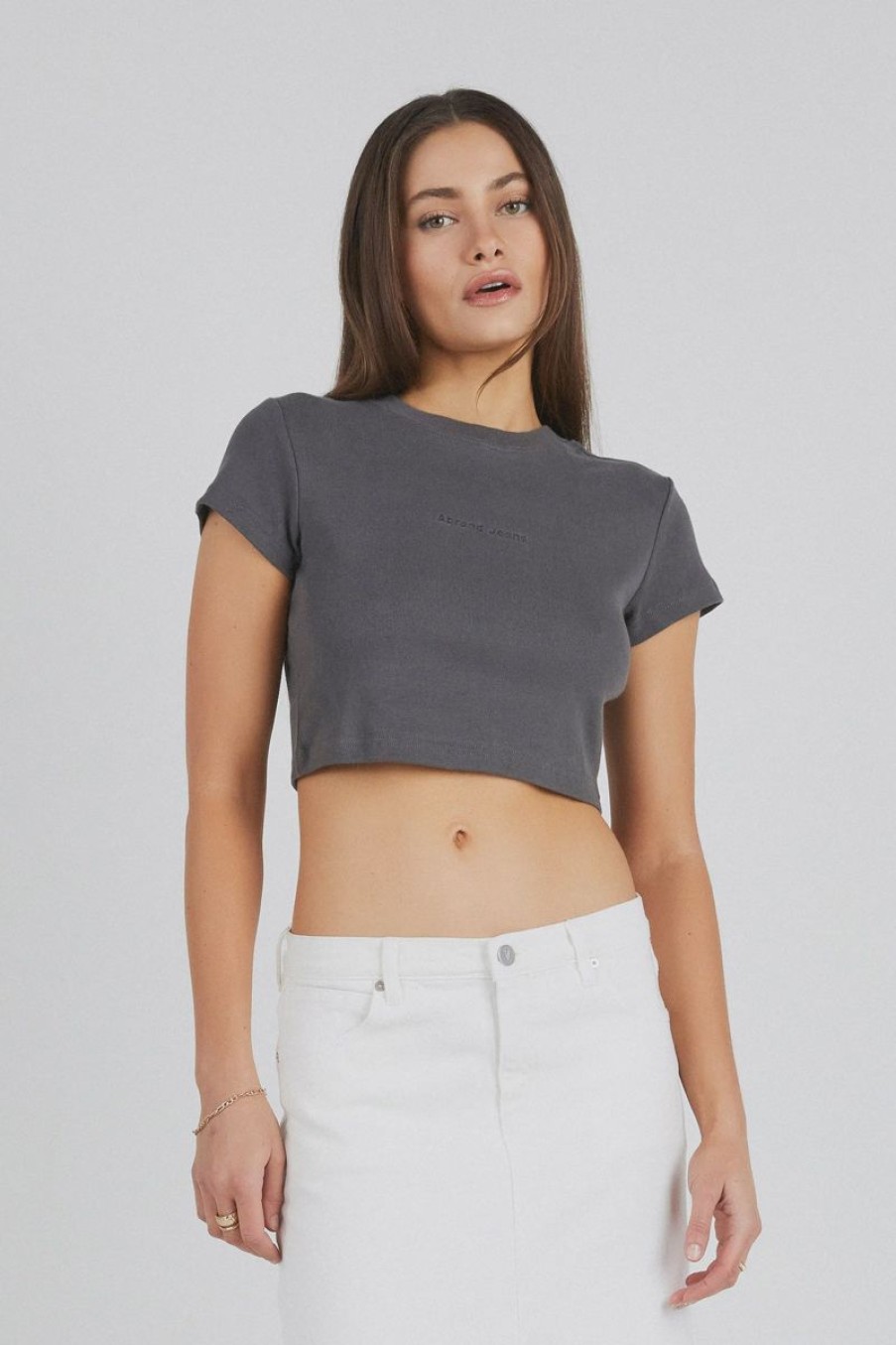 Women ABrand Tees | Abrand A 90S Crop Tee-Dark Slate