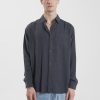 Men THRILLS Shirts | Thrills Hemp Minimal Thrills Oversize Long Sleeve Shirt-Slate