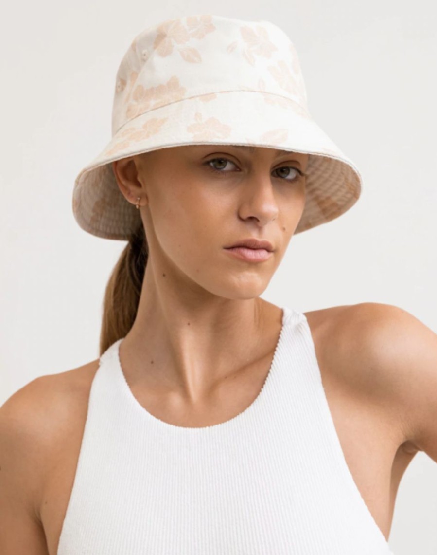 Women Rhythm Hats | Hibiscus Bucket Hat-Taupe