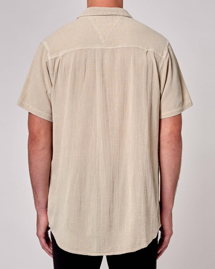 Men Rollas Shirts | Rolla'S Bon Crepe Short Sleeve Shirt-Natural