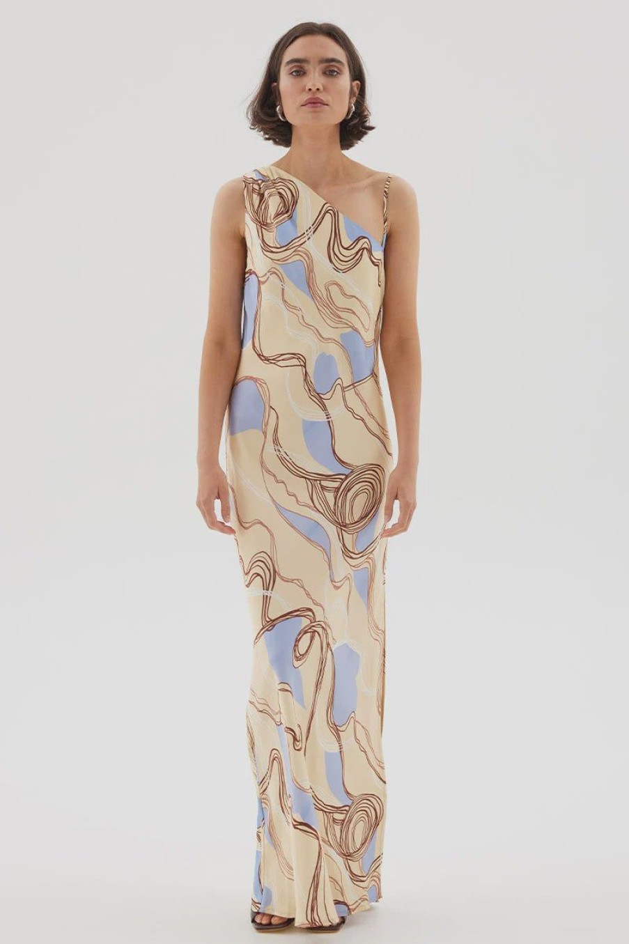 Women Sovere Dresses | Sovere Expression Asymmetric Slip Dress-Custard/Blue