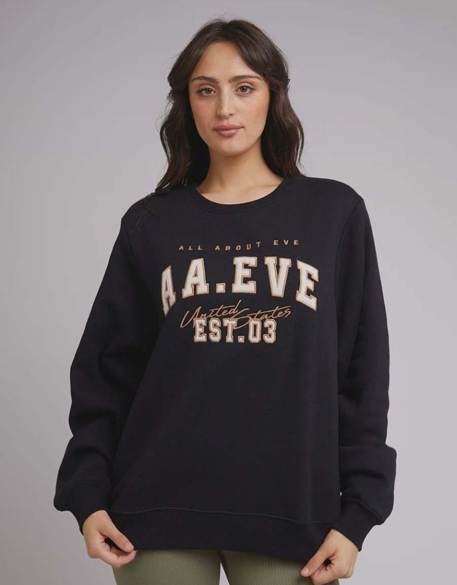 Women All About Eve Jumpers | All About Eve Jordan Leopard Crew- Black