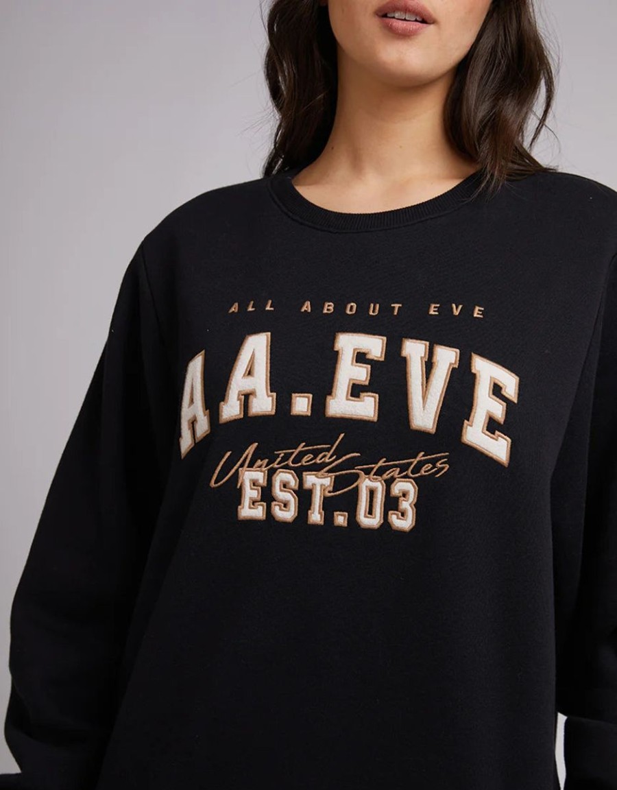 Women All About Eve Jumpers | All About Eve Jordan Leopard Crew- Black