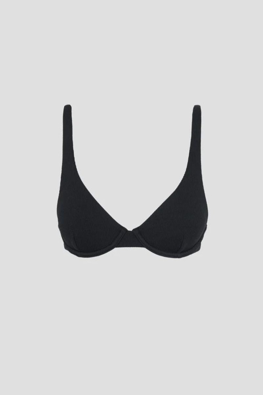 Women Rhythm Swimwear | Rhythm Isla Rib Eco Underwire Top-Black