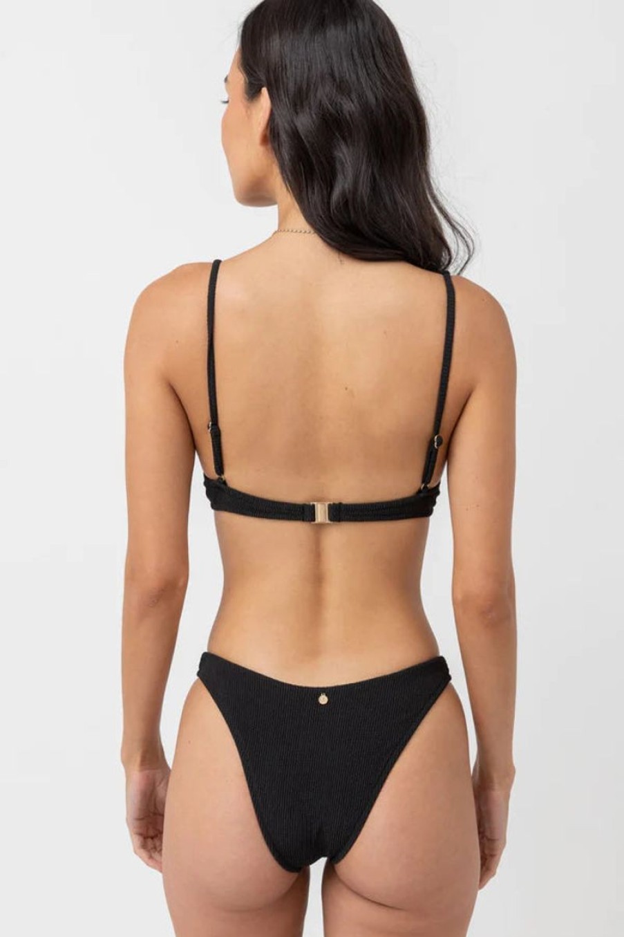 Women Rhythm Swimwear | Rhythm Isla Rib Eco Underwire Top-Black