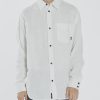 Men THRILLS Shirts | Hemp Minimal Thrills Oversized Long Sleeve Shirt- Dirty White