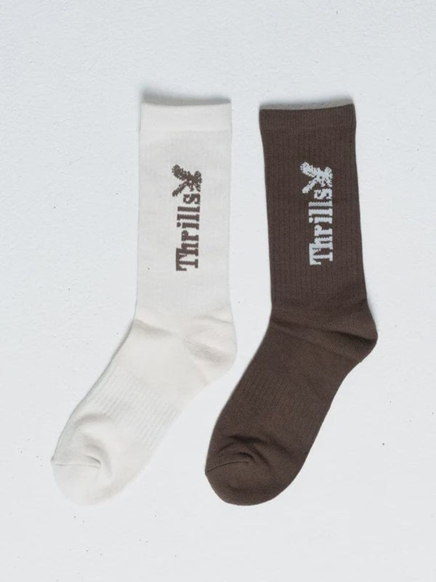 Women THRILLS Socks | Thrills Workwear 2 Pack Sock- Tarmac/Heritage White