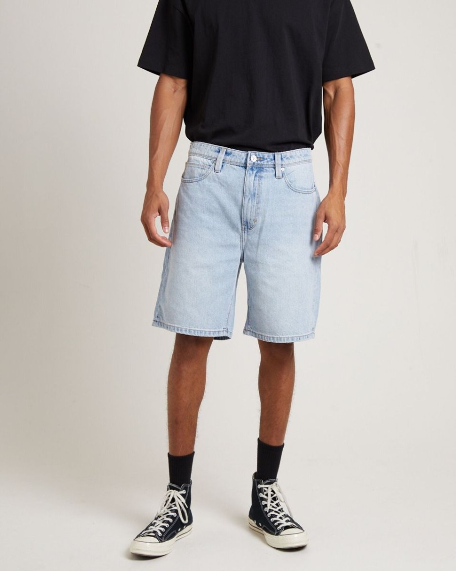 Men ABrand Denim Shorts | Abrand 95 Baggy Denim Short-Six Days-Bleached Vintage Indigo